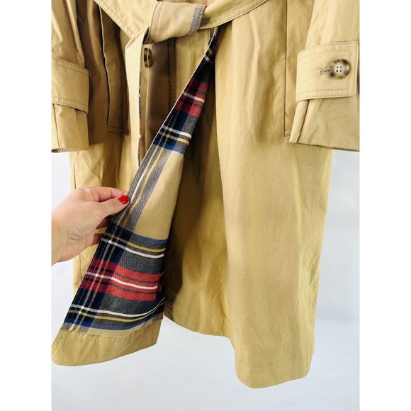 Abercrombie Fitch Rain Trench Coat Plaid Inner Sherpa Collar - Picture 8 of 9